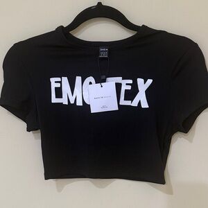 SHEIN Black and White Graphic Women’s Crop Top size 6 ( XS-S )